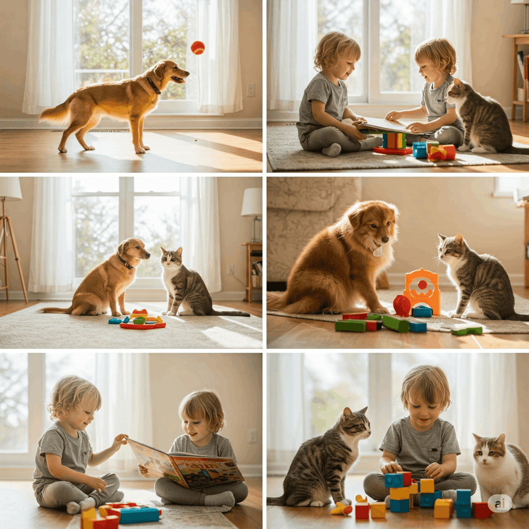 Atividades para entreter seu pet e seu filho em casa
